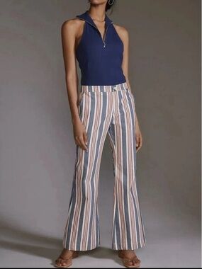 By Anthropologie Low-Rise Striped Flare Pants Size 4